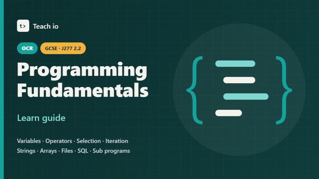 OCR GCSE J277 2.2 Programming Fundamentals learn guide cover